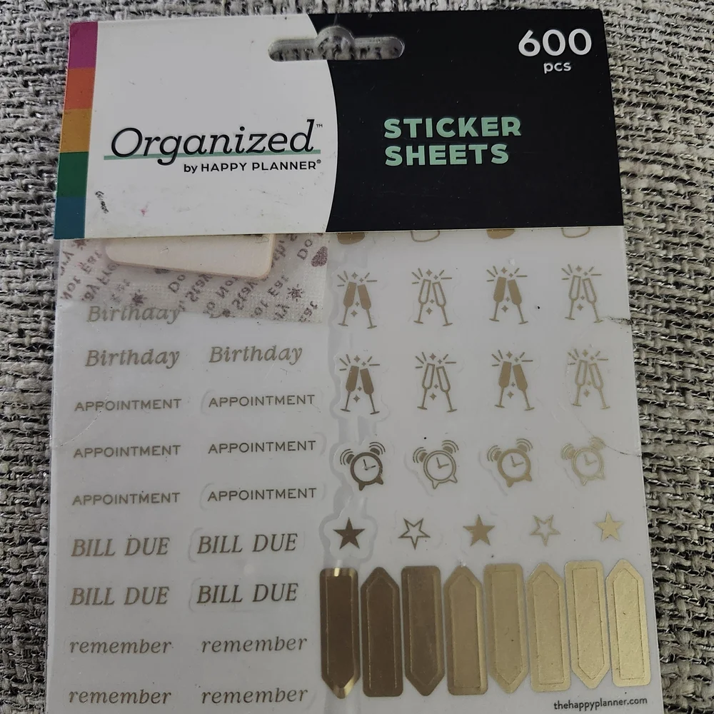 Happy Planner Gold/Colorful Sticker Sheets - 600 pcs